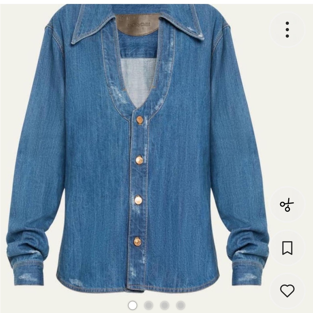 Designer NWT's (AnOnlyChild)Women's Dark Blue Denim Button-Front Blouse